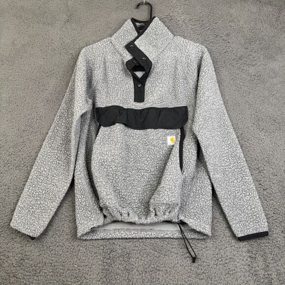 Carhartt Sweaters - Carhartt Pullover Sherpa Snap Front Gray 0J4991-W Size Small 4-6